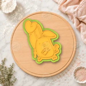 Valentine Bunny with Heart Balloon Cookie Cutter & Stamp