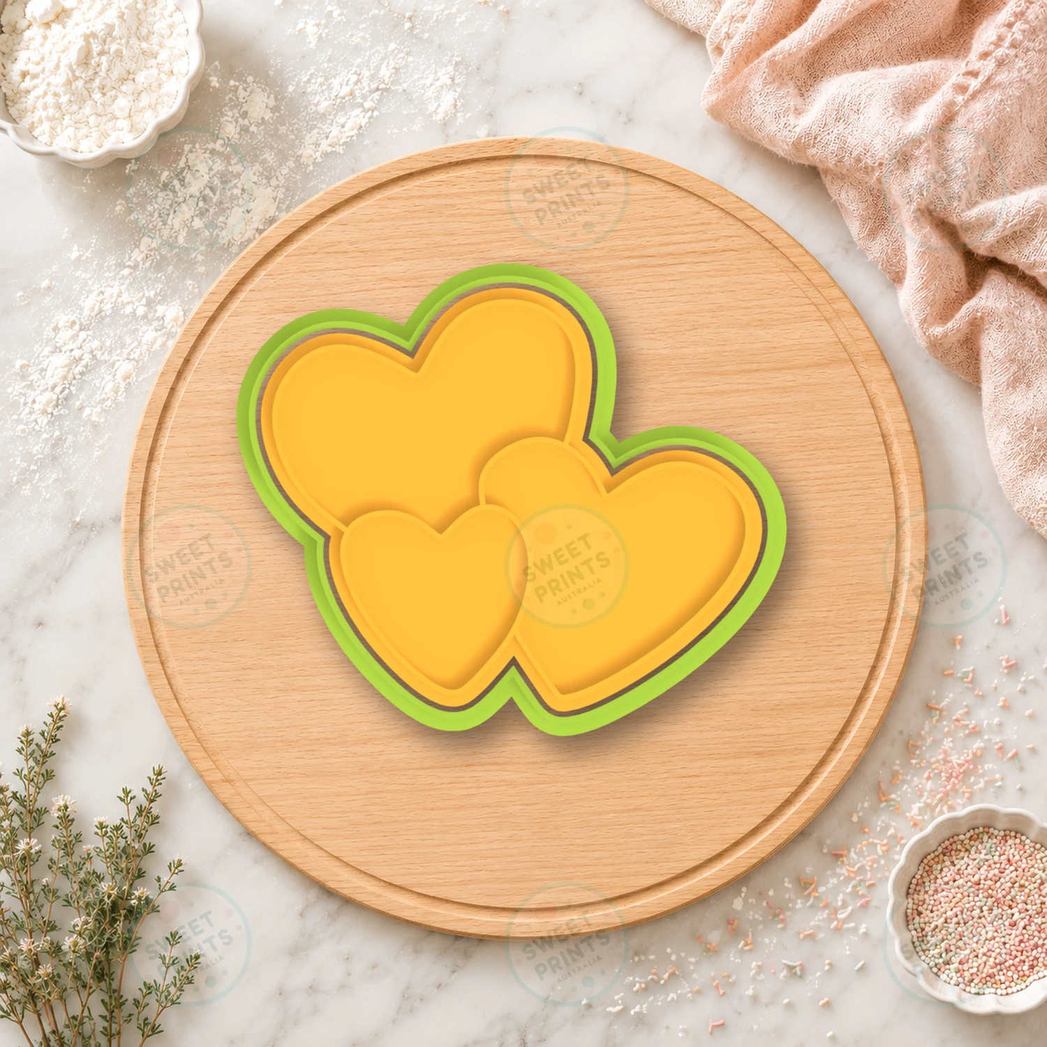 Triple Heart Cluster Cookie Cutter & Stamp cookie cutter