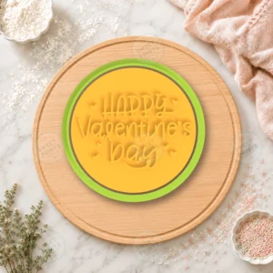 Happy Valentine's Day Round Badge Cookie Cutter & Stamp