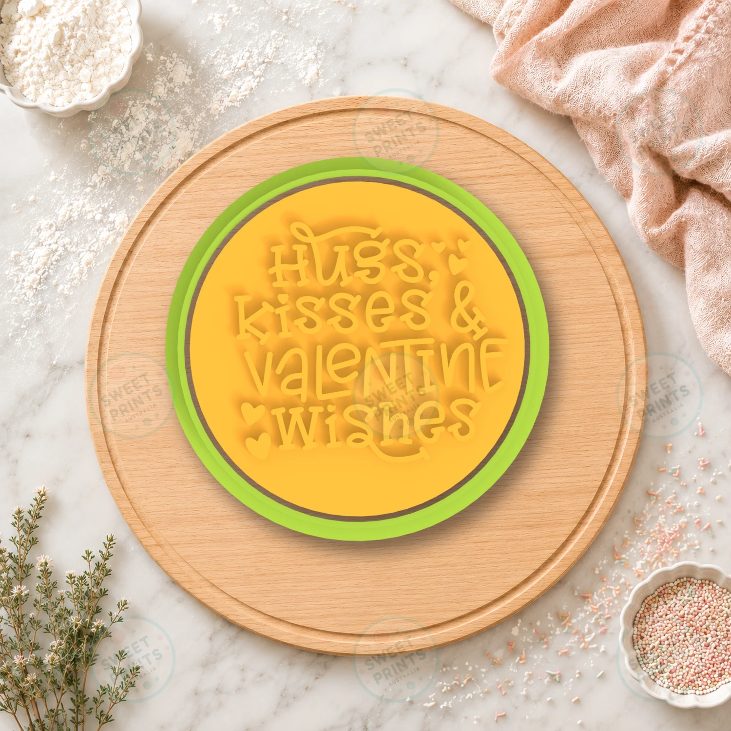 Hugs Kisses Valentine Wishes Badge Cookie Cutter & Stamp cookie cutter