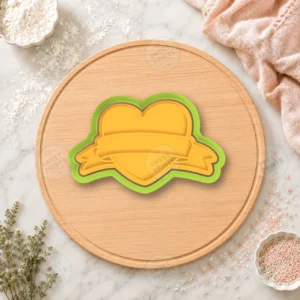 Heart with Ribbon Banner Cookie Cutter & Stamp