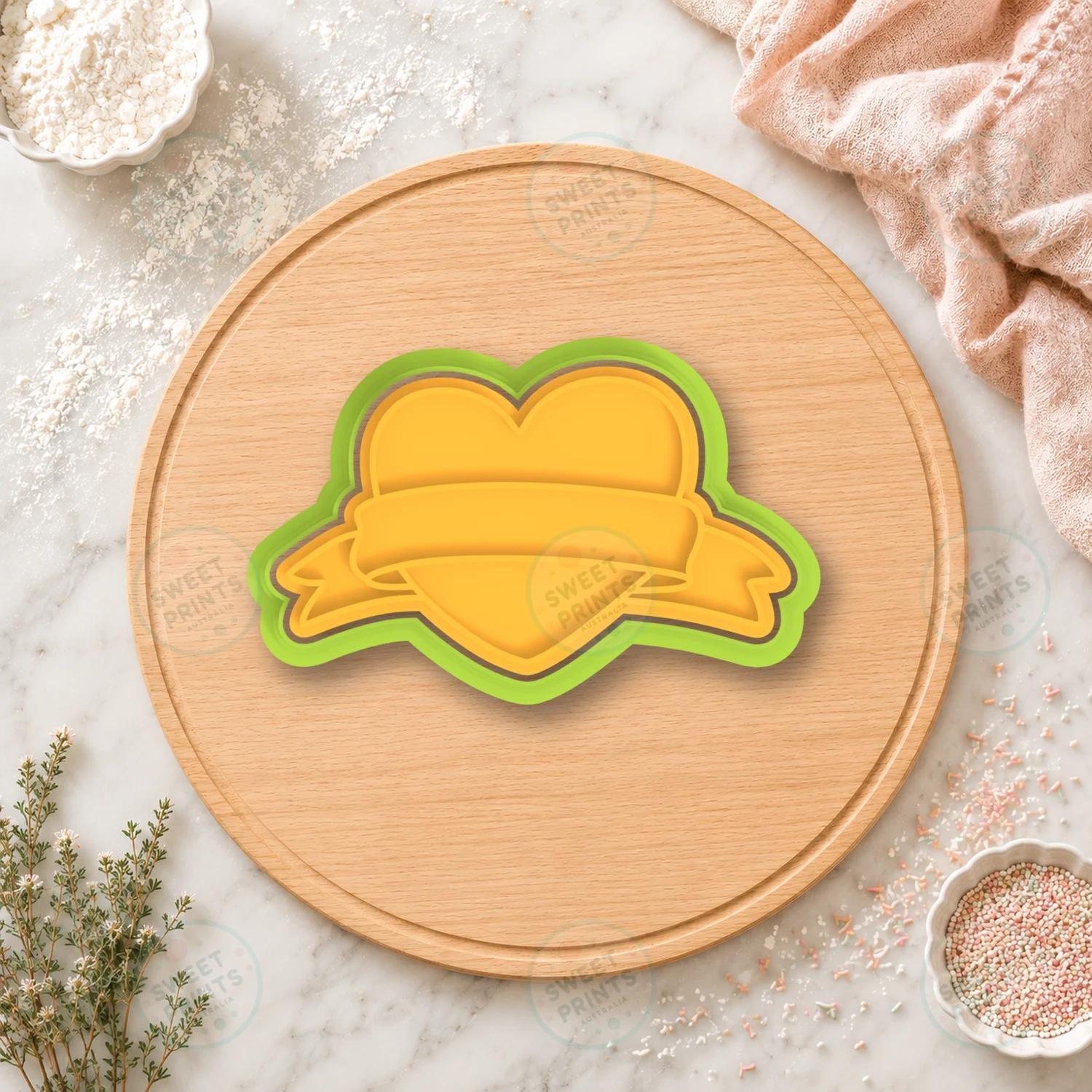 Heart With Ribbon Banner Cookie Cutter & Stamp cookie cutter