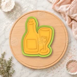 Champagne Bottle and Glass Cookie Cutter & Stamp