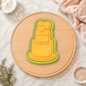 Wedding Cake with Double Heart Cookie Cutter & Stamp