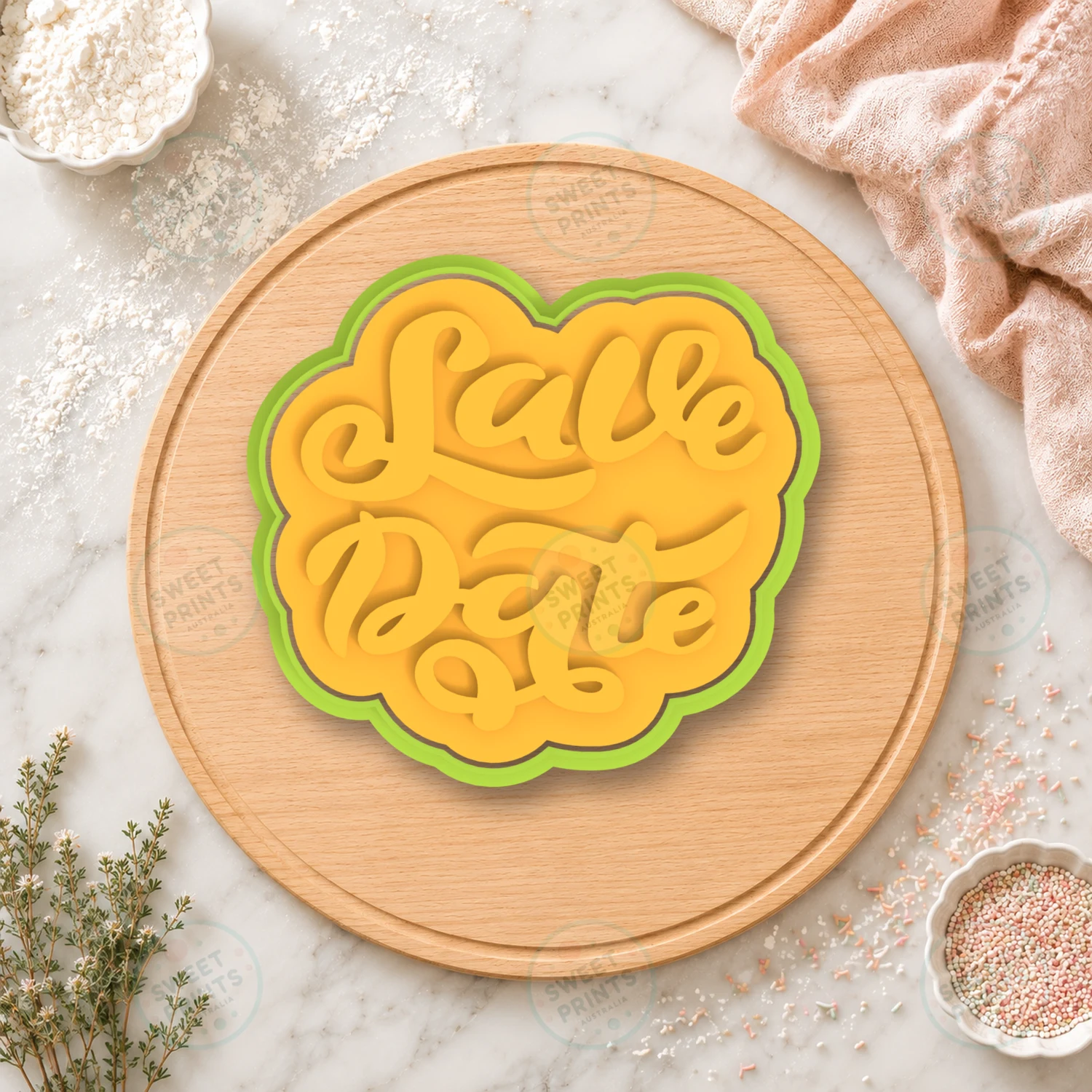 Save The Date Heart Lettering Cookie Cutter & Stamp cookie cutter