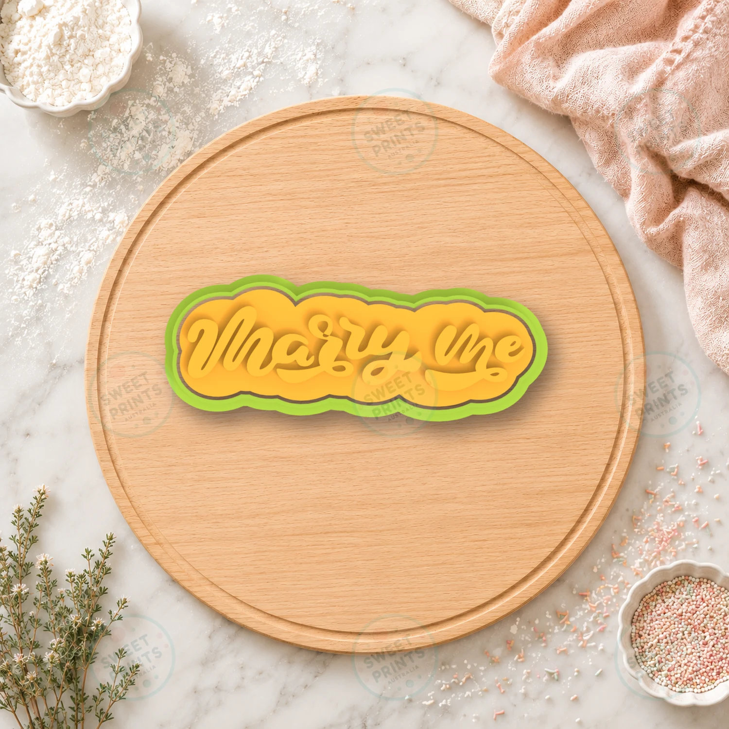 Marry Me Lettering Cookie Cutter & Stamp cookie cutter