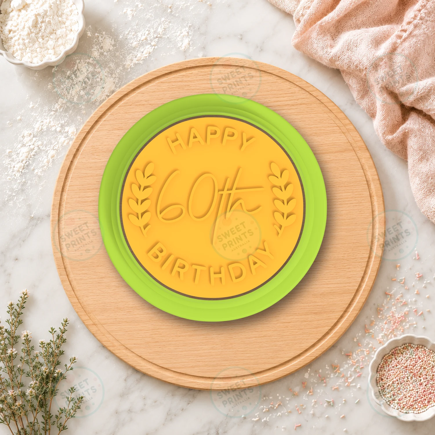 60th Happy Birthday Cookie Cutter & Stamp cookie cutter