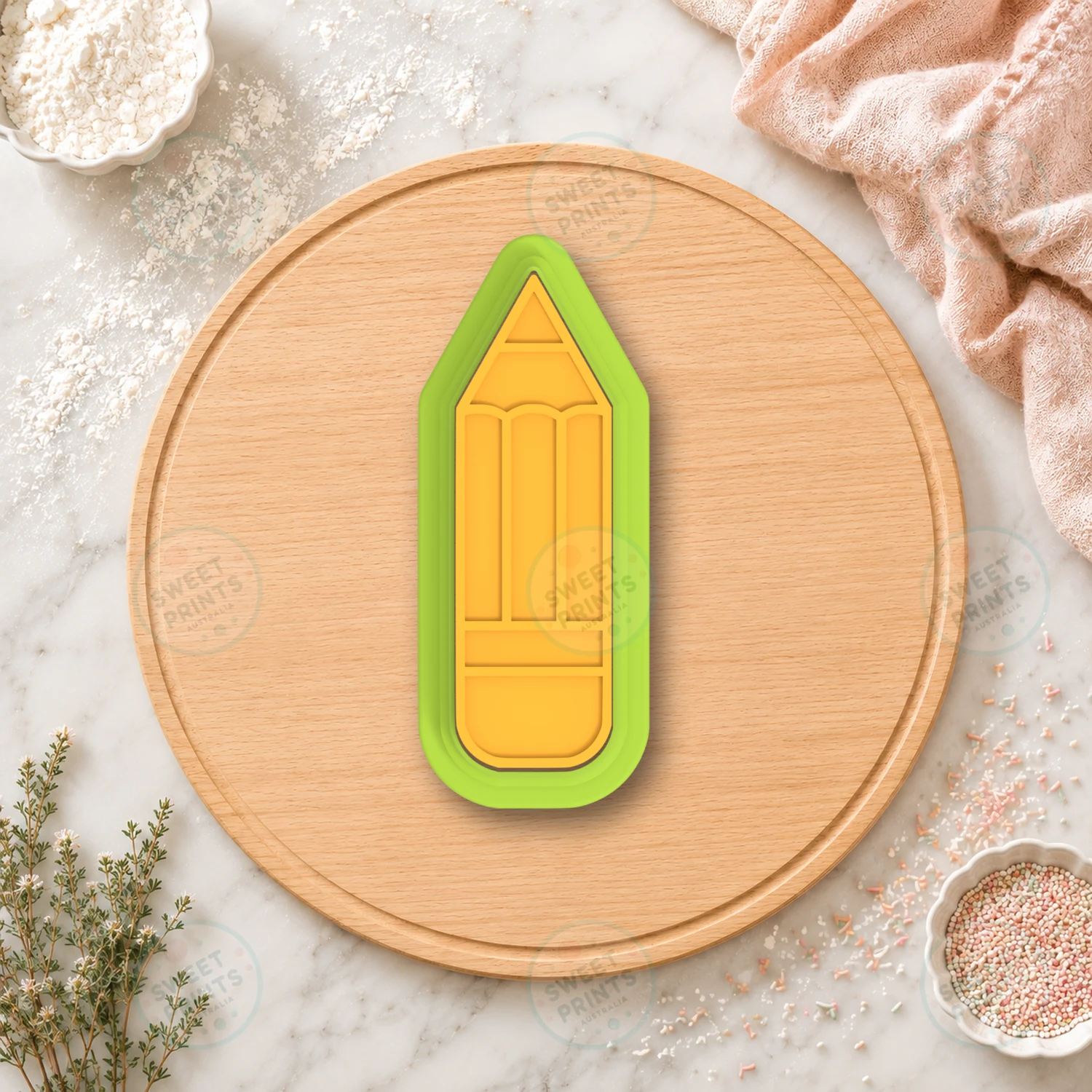 Chubby Pencil Cookie Cutter & Stamp cookie cutter