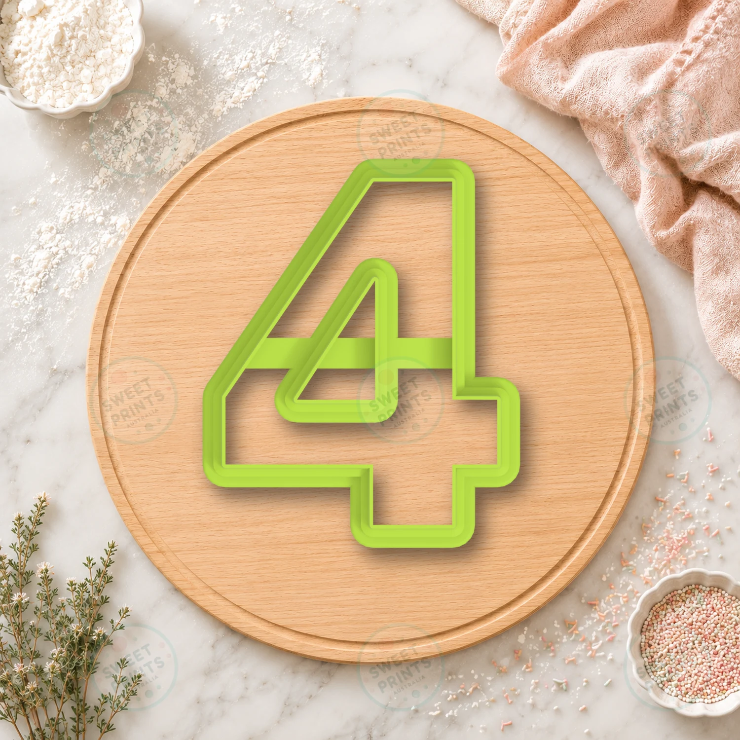 Number Four 4 Cookiecad Cookie Cutter cookie cutter