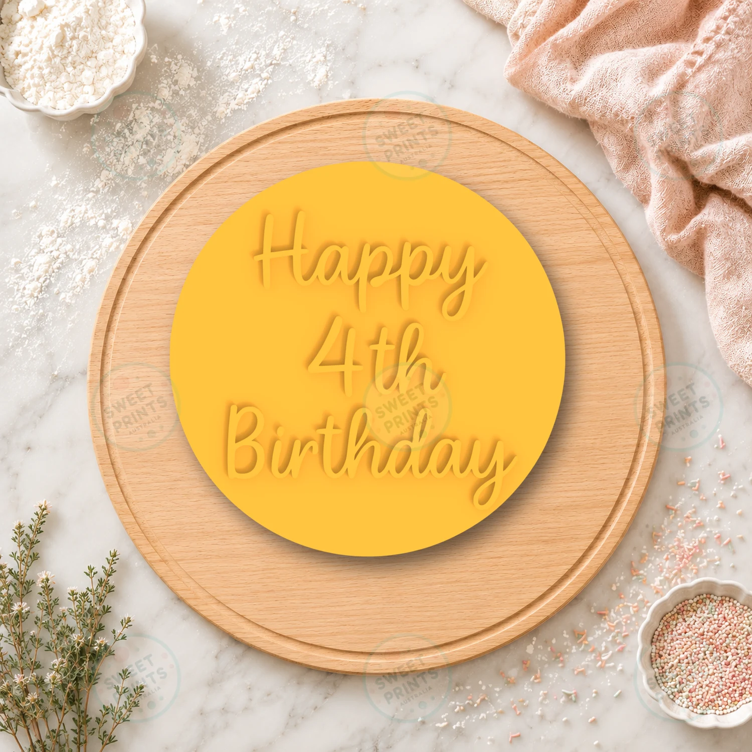 Happy 4th Birthday Cookie Stamp cookie cutter