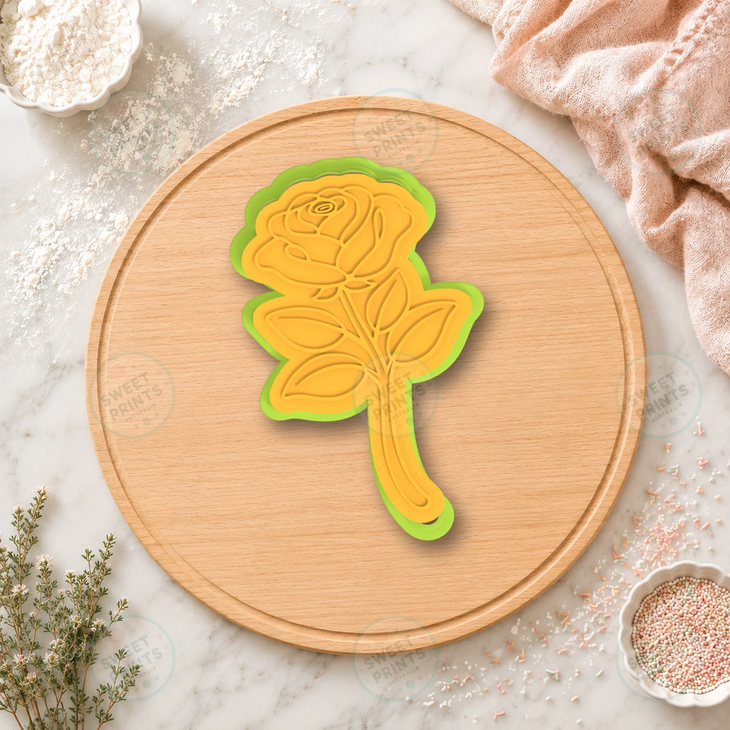 Rose Flower 3 Cookie Cutter & Stamp cookie cutter