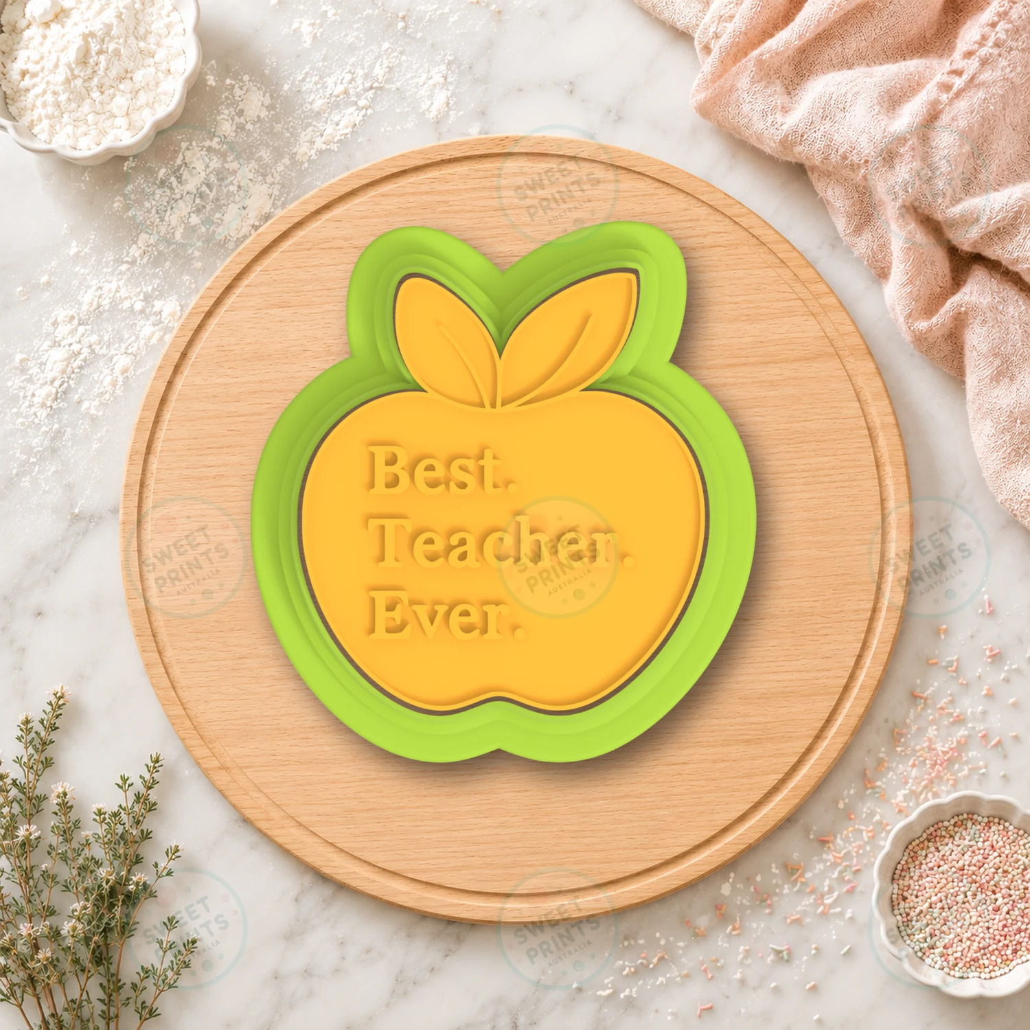 School Best Teacher Ever Cookie Cutter & Stamp cookie cutter