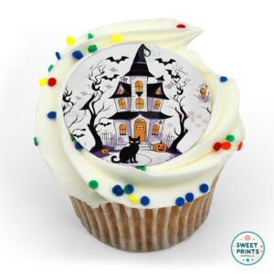 halloween haunted house white purple o