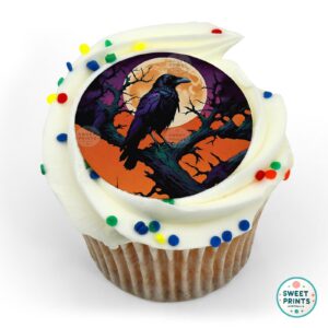 halloween raven orange moon o