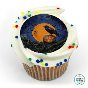 halloween raven pumpkin moon o