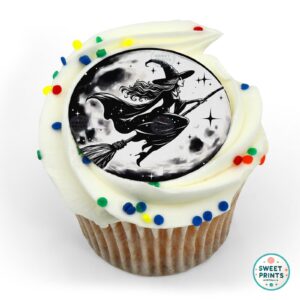 witch broomstick moon round o
